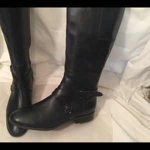 Nine West Navy blue Leather Side Zip Knee High